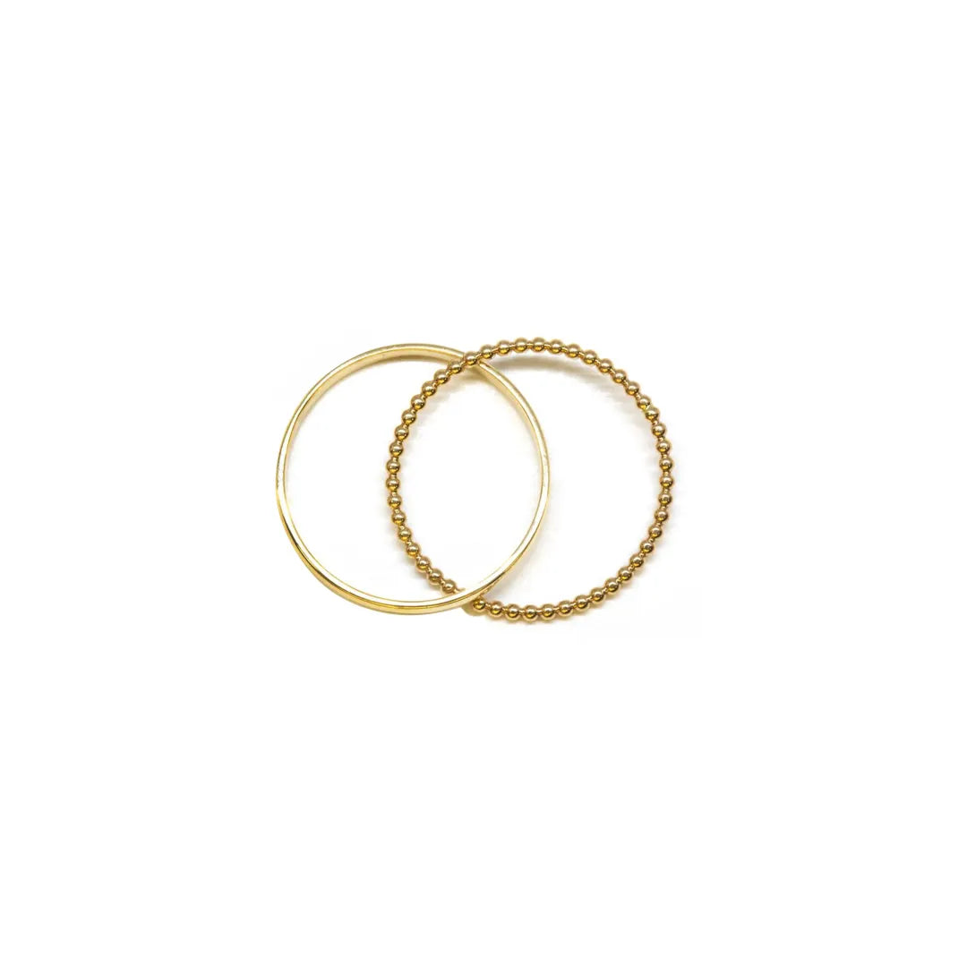 Crisscross Bead | Double Band Gold Ring
