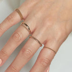 Crisscross Bead | Double Band Gold Ring
