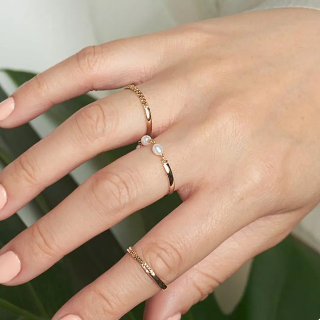 Gold Bead Chain Ring