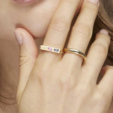 Horizontal Signet Ring|Diamond, Pink n Blue Sapphire