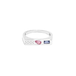 Horizontal Signet Ring|Diamond, Pink n Blue Sapphire