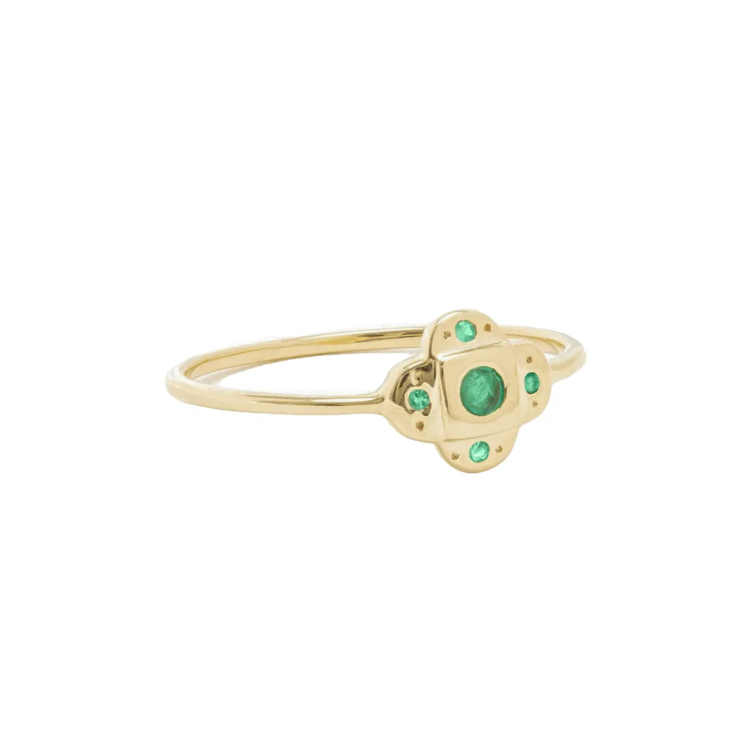 Four-Clover Emerald Ring