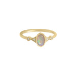 White Opal Ring|14k Gold, Diamond