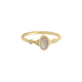 White Opal Ring|14k Gold, Diamond
