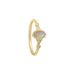 White Opal Ring|14k Gold, Diamond