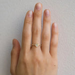 White Opal Ring|14k Gold, Diamond