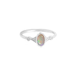 White Opal Ring|14k Gold, Diamond