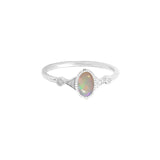 White Opal Ring|14k Gold, Diamond