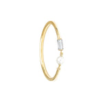 Freshwater Pearl Diamond Baguette Ring|14k Gold