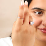 Moonstone Gemstone Ring Diamond Solid 14k Yellow Gold VS Clarity F Color Jewelry - The Jewelz 