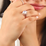 Moonstone Gemstone Ring Diamond Solid 14k Yellow Gold VS Clarity F Color Jewelry - The Jewelz 