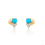 Turquoise Diamond Studs In Rose Gold