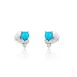 Turquoise Diamond Studs In White Gold