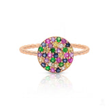 Bloom Sapphire Disc Ring In Rose Gold