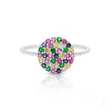 Bloom Sapphire Disc Ring In White Gold