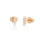 Dainty Baguette Studs In Rose Gold