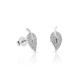 Dainty Leaf Studs In White Gold