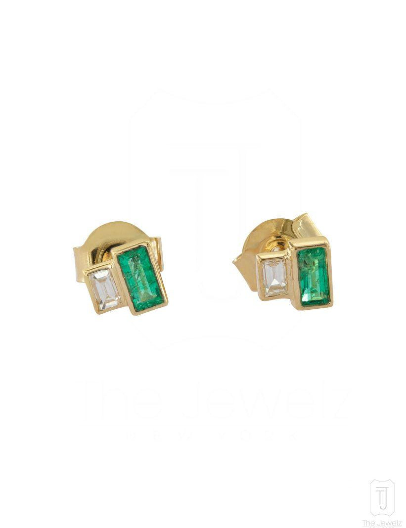 The_Jewelz-14K_Gold-Diamond-Emerald_Baguette_Studs-Earring-AE0686-A