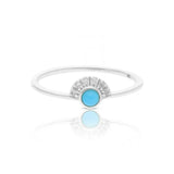 Half Halo Turquoise Ring In White Gold