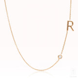 Initial Charm Necklace Personalized In Rose Gold