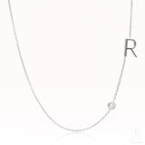Initial Charm Necklace Personalized In White Gold