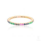 Multi Sapphire Thin Eternity Band In Rose Gold