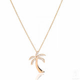 Palm Tree Necklace In Rose Gold