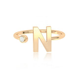 Personalised Single Diamond Initial Ring In Rose Gold