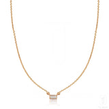 Solitaire Baguette Necklace In Rose Gold