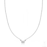 Solitaire Baguette Necklace In White Gold