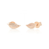 Tiny Leaf Studs In Rose Gold