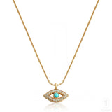 Turquoise Evil Eye Necklace In Rose Gold