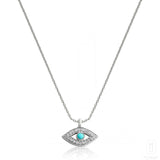 Turquoise Evil Eye Necklace In White Gold