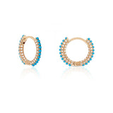 Turquoise Huggie Hoops In Rose Gold